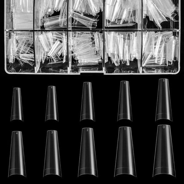 

500pcs multiple size female beauty convex transparent false nail manicure tips fake french art acrylic gel uv1, Red;gold