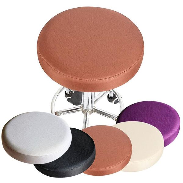 

round chair cover for bar office stool elastic seat anti-dirty case solid color protector home slipcover covers