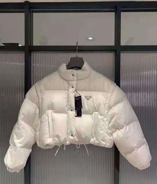 

women's down jacket label detachable sleeve thick warm windbreaker for lady slim jackets winter outwears letters budge coats downs, Black