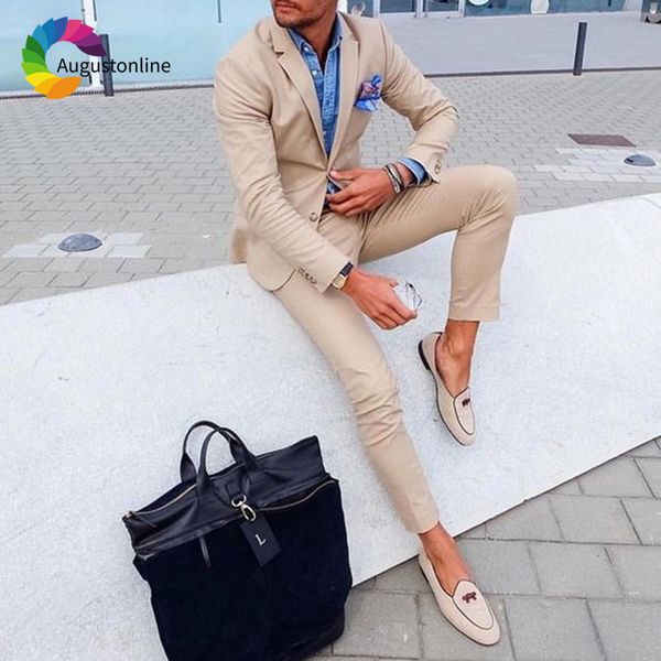 

men's suits & blazers summer beige men for wedding groom smart casual custom slim fit prom tailored tuxedo man blazer costume, White;black
