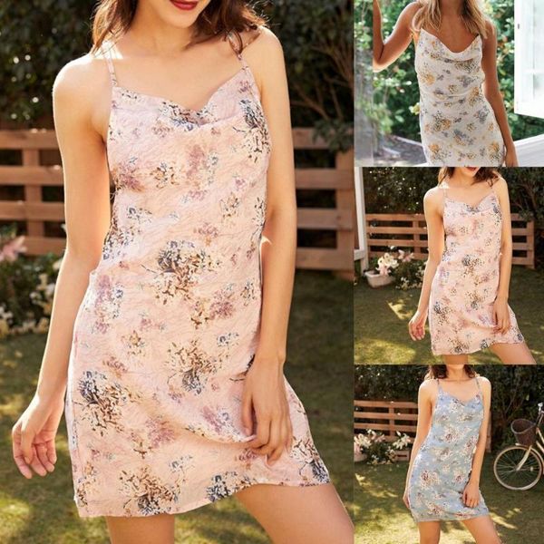 

casual dresses 2021 summer solid color women dress floral print slim spaghetti straps backless for beach design strap, Black;gray
