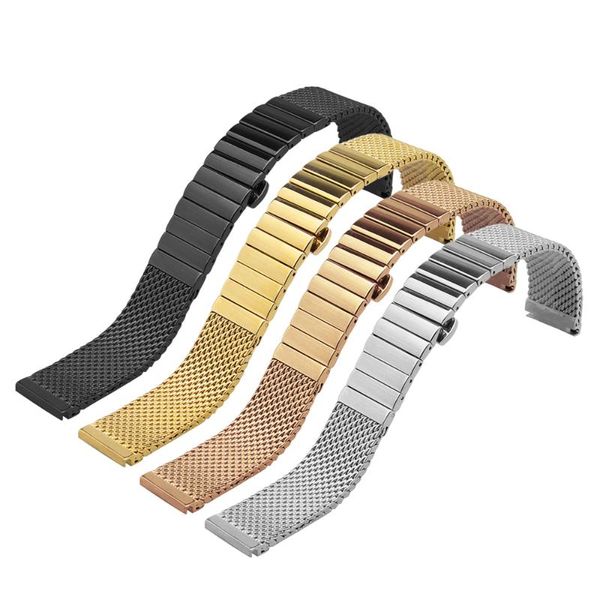 

watch bands 18mm 20mm 22mm 24mm width stainless steel band for samsung gear sport s2 s3 galaxy 42mm 46mm strap metal wristband, Black;brown