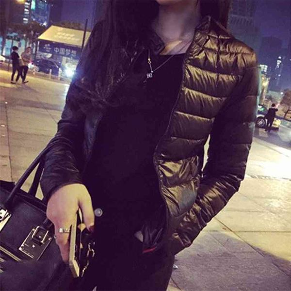 

female down coat spring winter women europe and america thin short cultivating outwear cotton padded warm jacket 210818, Black;brown