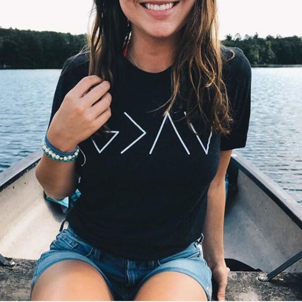 

god is greater than the highs and lows women t-shirt short sleeve faith t shirt female light grey jesus ladies plus size y200109, White