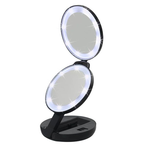 

compact mirrors 1x / 5x magnifying makeup mirror double-sided led fill light lighting foldable portable dressing beauty