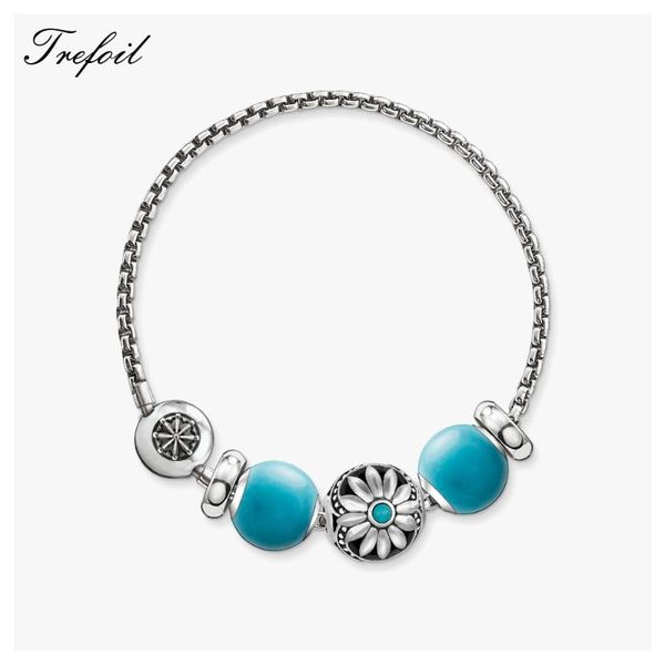 

link, chain & link bracelet blue skulls, 2021 925 sterling silver karma fashion jewelry punk gift for women girls men boy, Black