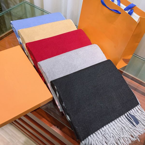

fashion letter combination cashmere scarves brand designer original classic style shawl luxury tassels scarf long 180cm with box set, Blue;gray