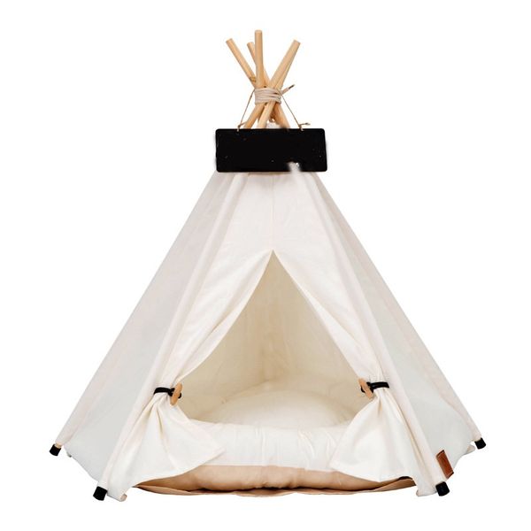 

pet tent house cat bed portabe teepee with thick cushion avaiabe for dog puppy excursion outdoor indoor sma animas bed