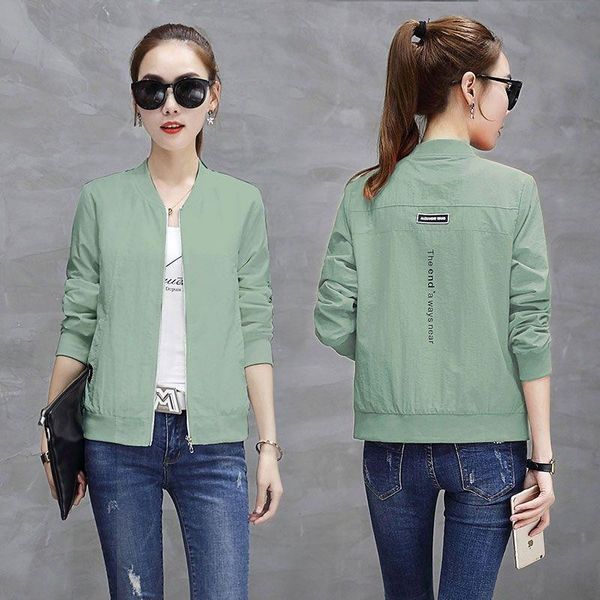 

women's jackets fall autumn clothes women baseball jacket stand collar zip up racer cardigan windbreaker cropped coats varsity korean f, Black;brown