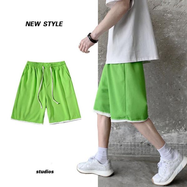 

men's shorts loose casual five-point outer wear pants 2 in 1 running mens sports training exercise jogging cycling, White;black