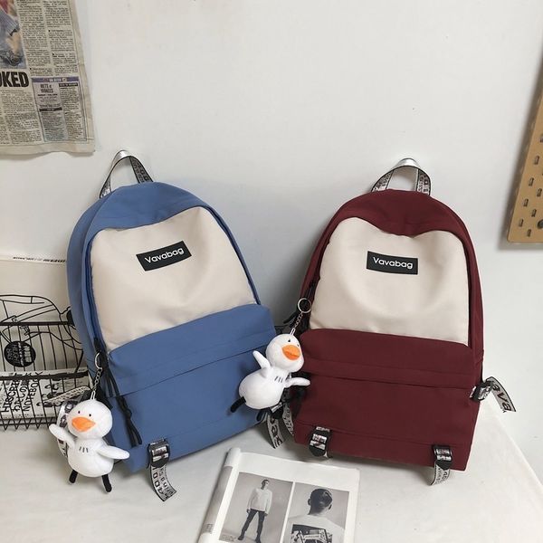 

backpack female mode dnylon-proof water nylon-contrast colour school bag for girls in fashion large-capacity simple 9ctf