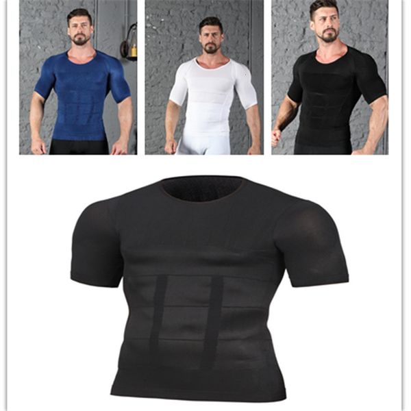 

men' tank male belly abdomen for corrector compression body construction burns fat chest tightness shaping male vest, White;black