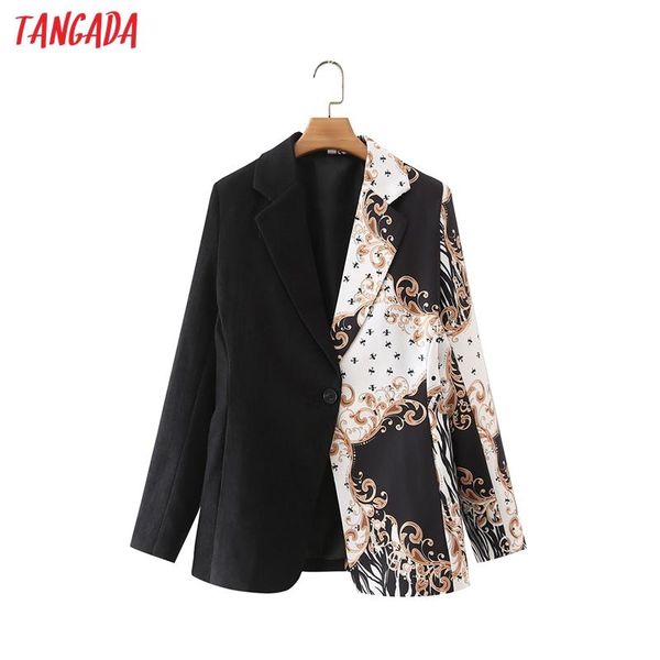

women's suits & blazers tangada women patchwork print blazer long sleeve 2021 autumn winter ladies casual da217, White;black