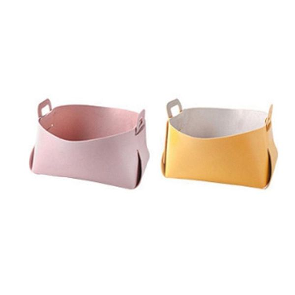 

storage boxes & bins 2 pcs leather box desktray jewelry appliance pink yellow