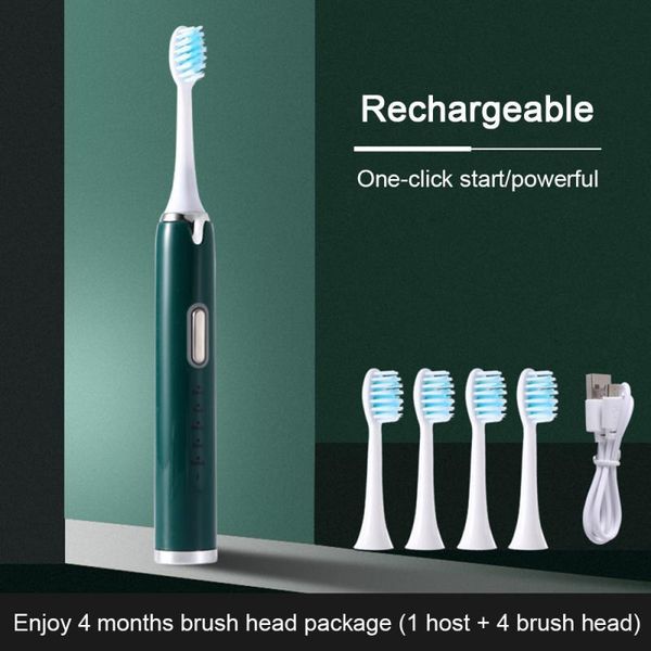 

ultrasonic sonic electric toothbrush rechargeable tooth brushes usb charge with 4 soft head sale smart