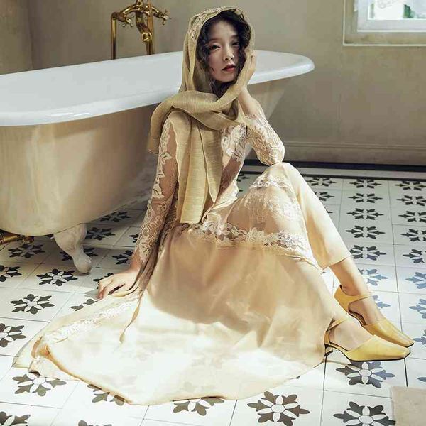 

casual dresses vintage backless lace long sleeve beach women swing flowy maxi tunic bodycon beige holiday wpf2, Black;gray