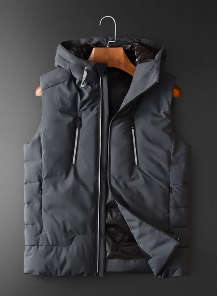 

men's vests grey hooded mens luxury add padding solid color sleeveless jackets and coats plus size 4xl slim fit man, Black;white