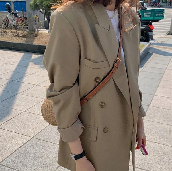 

women's suits & blazers autumn winter chic blazer outwear for women high street loose vintage suit ladies office wear jackets, White;black