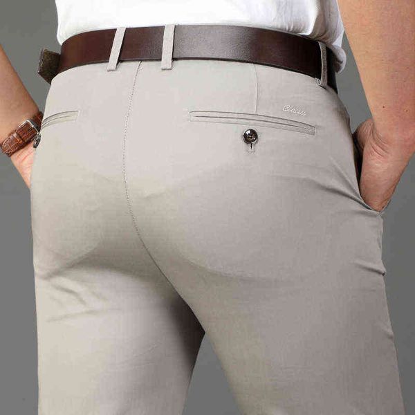 

men's jeans men's 2021 ice silk dad busins summer ultra-thin casual men's pants, Blue