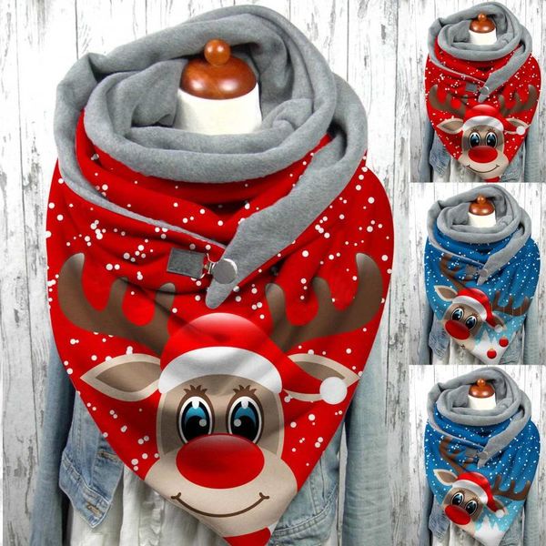 

scarves fashion winter women christmas print button soft wrap casual warm shawls clothes accessories, Blue;gray