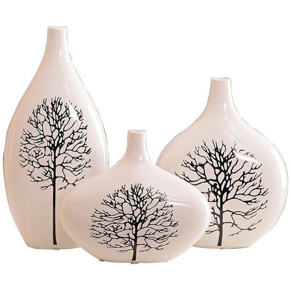 

vases chinese-style modern minimalist jingdezhen ceramic vase three-piece set home creative decorations tv cabinet living room study