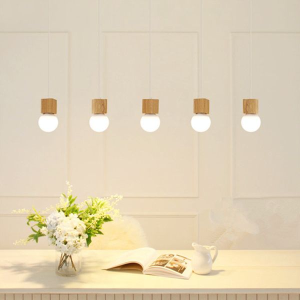 Светодиодные деревянные 3 подвески крытый лампа современной кухни живущая кровать комната крыльцо фон украсить светильник AC110-265V висячие лампы