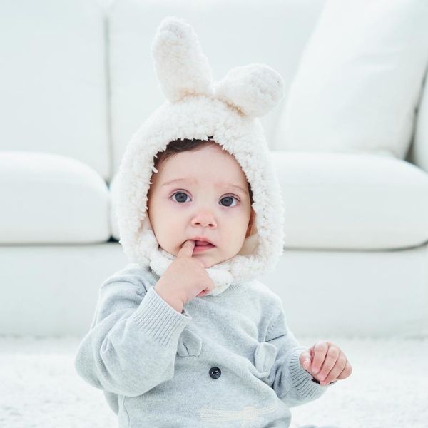 

caps & hats baby hat kids born plush cap solid children beanies boys girls headwear toddler accessories clothes, Yellow