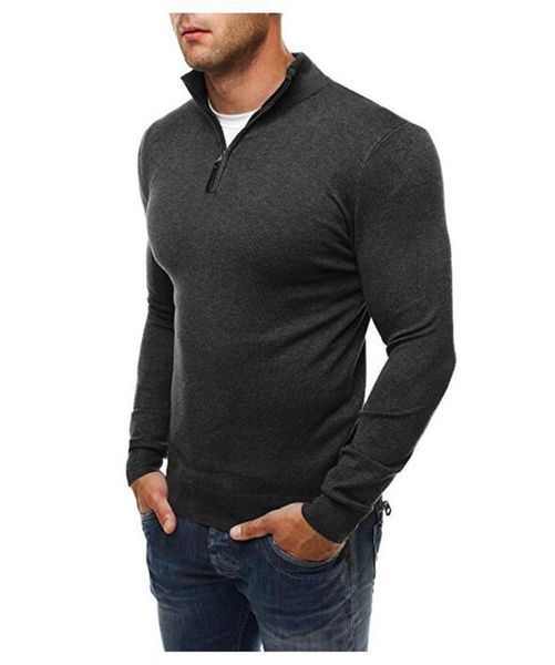 

men's vests 2021 casual sweater solid color standing collar long sleeve zip knit black gray navy blue, Black;white