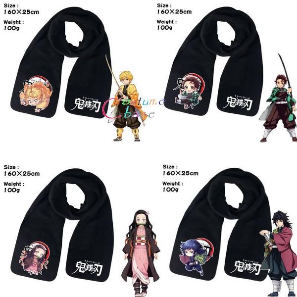 

scarves anime demon slayer kimetsu no yaiba kamado tanjirou nezuko scarf warm muffler cape christmas gift, Blue;gray
