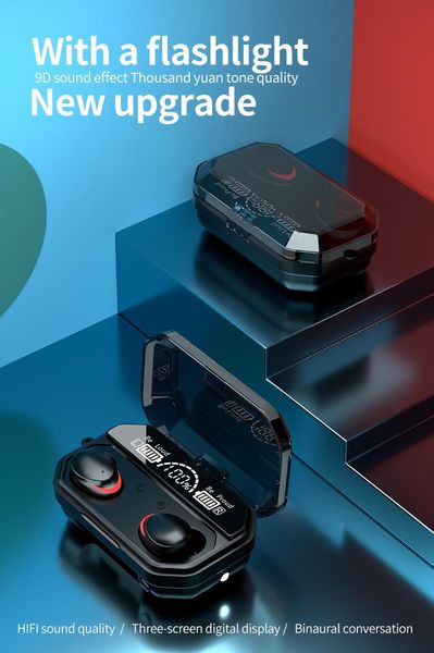 

wireless headset binaural large-capacity led power display high-definition stereo cell phone earphones