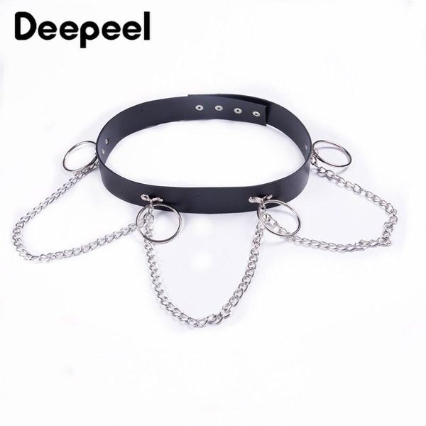 

belts deepeel 1pc 4.5cm*60-80cm fashion women punk cummerbund metal ring chain decorative corset gothic style luxury belt yk780, Black;brown