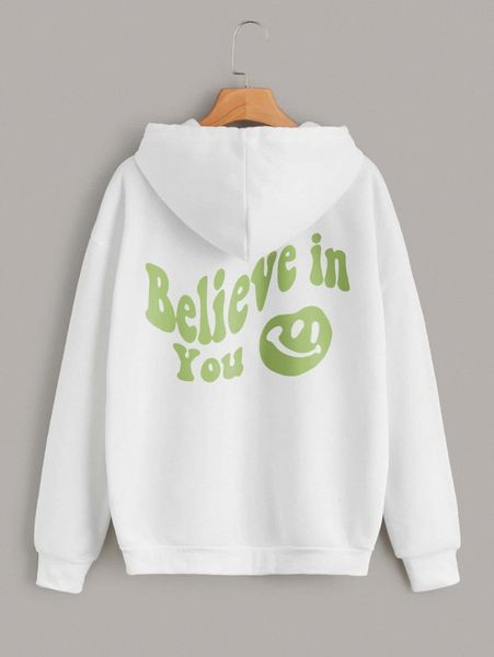 

slogan & graphic zip up drawstring thermal hoodie o5se#, White;black