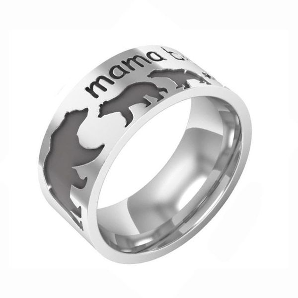 

cluster rings women ring letter man fashion lovers jewellery wedding couples mama bear cute cartoon silver color stainless steel anillos, Golden;silver