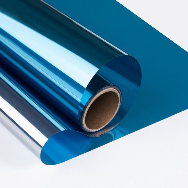 Adesivi per finestre 2021 Pellicola a specchio unidirezionale blu tinta solare riflettente autoadesiva per vetri domestici