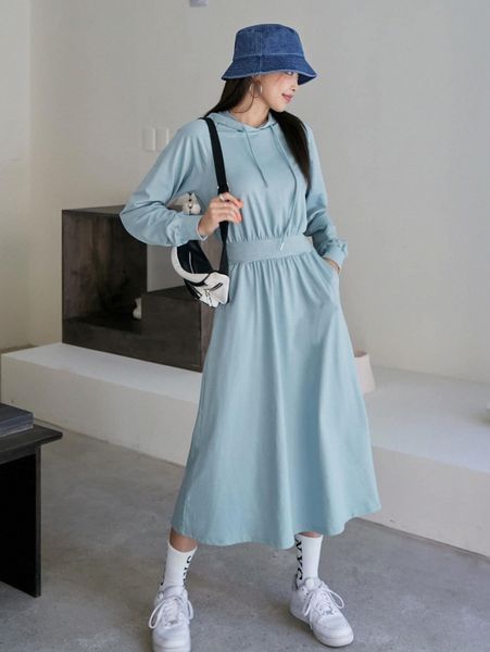 

dazy raglan sleeve slant pocket drawstring hoodie dress c6qm#, White;black