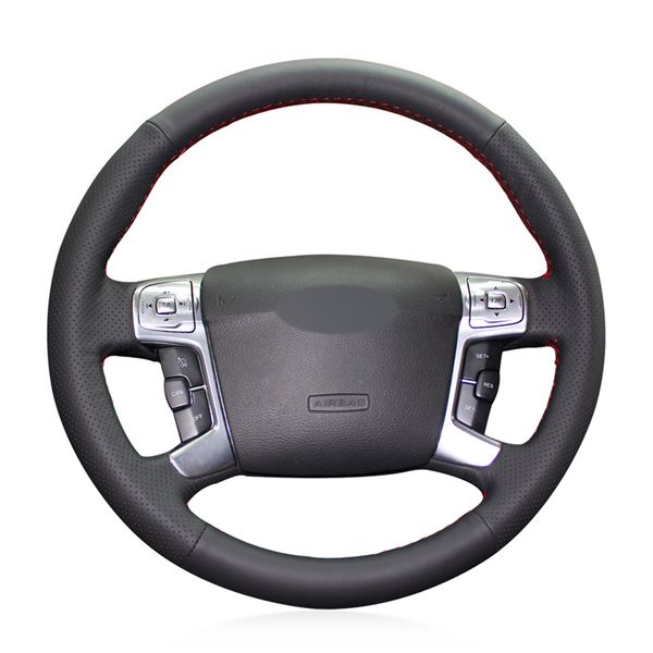 

diy custom black artificial leather steering wheel cover for ford mondeo mk4 2007-2012 s-max 2008