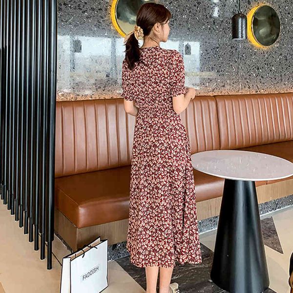 

dresses korean women's v-neck a-line chiffon es short sleeve casual elegant simple elastic waist bohemia vestidos, Black;gray