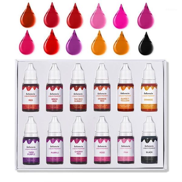

colors liquid pigment set for lip gloss diy water oil use dyeing colorant cake slime soap making raw material 10ml1