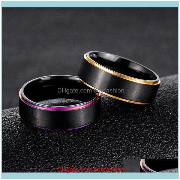 

band jewelry316l titanium steel mens rings engagement ring for women rainbow gold edge jewelry drop delivery 2021 1whbh, Silver