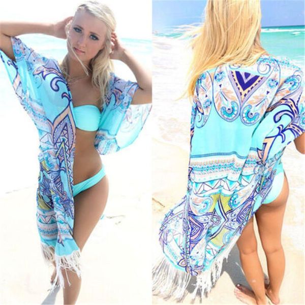 

summer beach dresses women open kaftan cover up bikini 2021 dress tassel swimwear bathing fringed beachwear cardigan women's, White;black