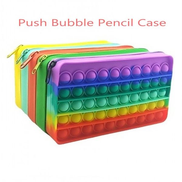 

fidget toys pencil case colorful push bubble sensory squishy stress reliever autism needs anti-stress rainbow toy for children