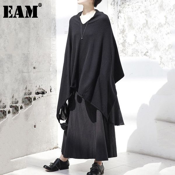 

[eam] black irreuglar big size knitting sweater loose fit round neck long sleeve women pullovers fashion spring ji089 21512, White