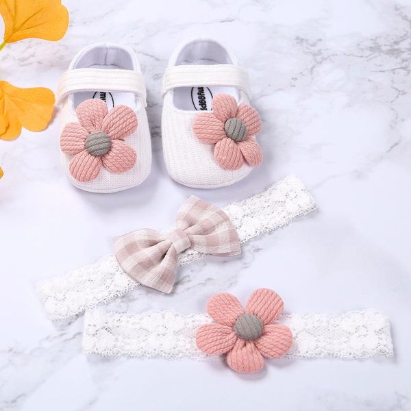 

first walkers toddler baby girls cotton shoes floral toddlers prewalkers infant soft bottom walkers+headband 0-18m