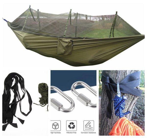 

outdoor games & activities camping hammock mosquito net portable garden travel swing canvas stripe hang bed 260*130cm