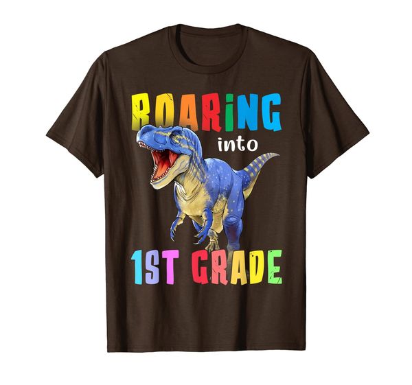 

roaring into 1st grade shirt, White;black