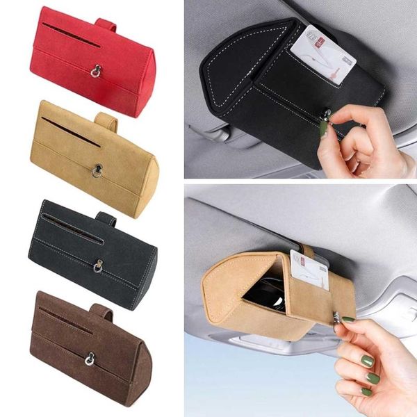 

car organizer interior accessories sun visor pu leather box auto sunglasses case eyeglasses holder universal sunshade storag