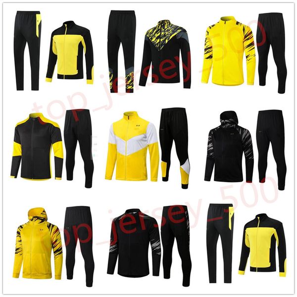

new 21 22 borussia hoodie tracksuit jacket soccer full long zipper dortmund 2021 2022 training suit football set survetement, Black