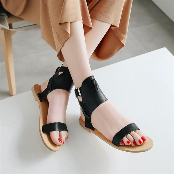 

summer shoes women sandals flat heel casual beach ankle strap ladies silver white black gladiator rome shoe 2021