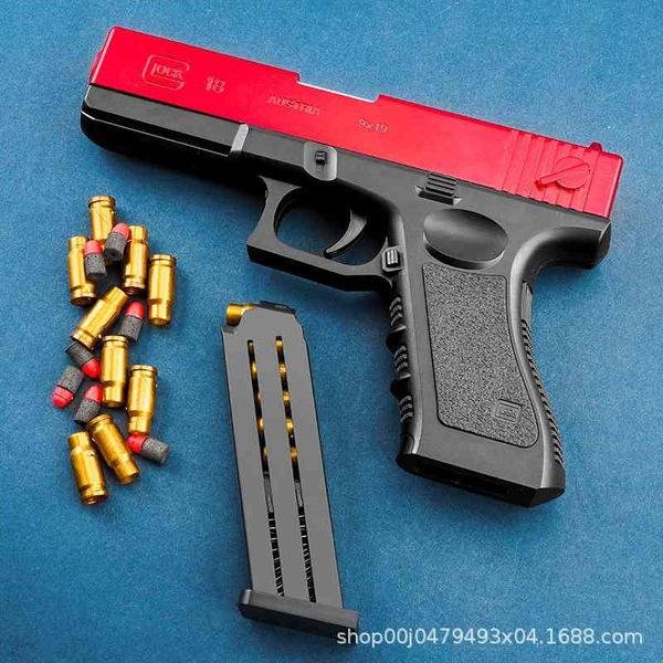 

glock toy shell throwing small hand gunner moving rubber shooting soft bullet gun eating chicken children's toys