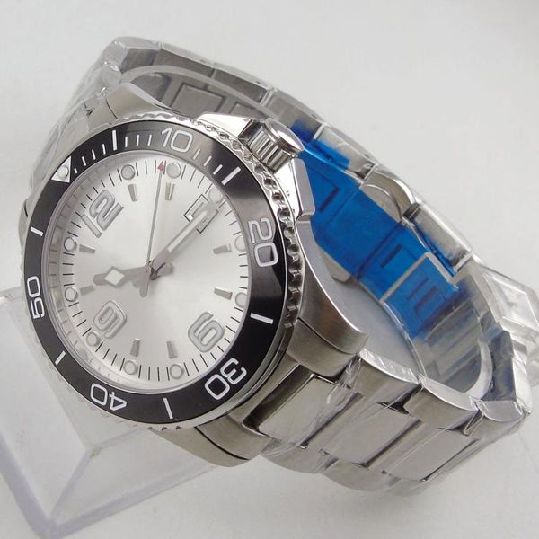 

wristwatches 40mm sub steel case ceramic bezel mechanical mens watch luminous silver dial 21 jewels miyota 8215 bracelet date sapphire glass, Slivery;brown